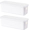 2 Pcs Plastic Storage Box with Lid, Small Storage Baskets with Handles, White Storage Boxes with Lids Bathroom Storage Baskets Kitchen Cupboard Organiser for Kitchen, Office, Bathroom (28×10×9.5cm)