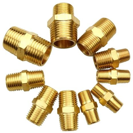 1 pz Raccordo for Tubo in Ottone nipplo Esagonale 1/8 1/4'' 3/8'' 1/2'' connettore Giunto filettato Maschio Rame 1/8(9,7 mm) 1/4(12,5 mm) 3/8(16,5 mm) 1/2(20 mm) 3/4(26 mm) 1(32 mm)(2-3)