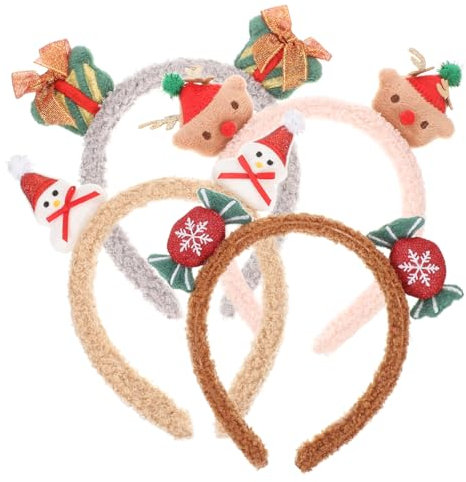 TOPBATHY 4 Stück Weihnachtsstirnbandverzierungen Gefälligkeiten Für Weihnachtsfeiern Dekorative Stirnbänder Festival-stirnbänder Frohes Weihnachtsstirnband Elfen Partyhüte Haarschmuck Stoff