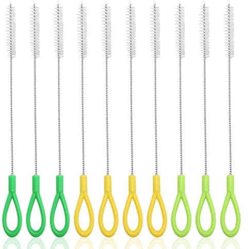 10PCS Straw Brush Straw Cleaners Test Tube Brushes Nylon Pipe Brushes Long Cleaning Brush for Washing Extra Long Thin Straws Narrow Neck Water Bottles Teapot Spout (Multicolour)