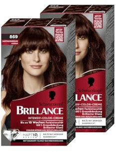 Brillance Intensiv-Color-Creme 869 Kastanienbraun (2x 170 ml), dauerhafte Haarfarbe mit Diamant-Glanz und Pflege-Conditioner, Coloration für 10 Wochen Farbintensität und 100% Grauabdeckung