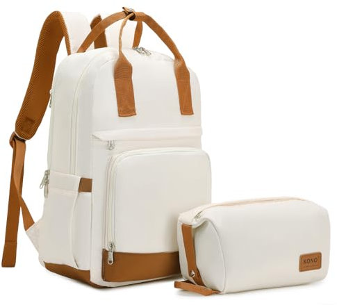 Kono Laptop-Rucksack, 39,6 cm (15,6 Zoll), Laptop-Rucksack mit USB-Ladeanschluss, Reiserucksack mit Organizer-Tasche, wasserabweisend, für Arbeit und Schule, lässiger Tagesrucksack, Geschenk für Damen