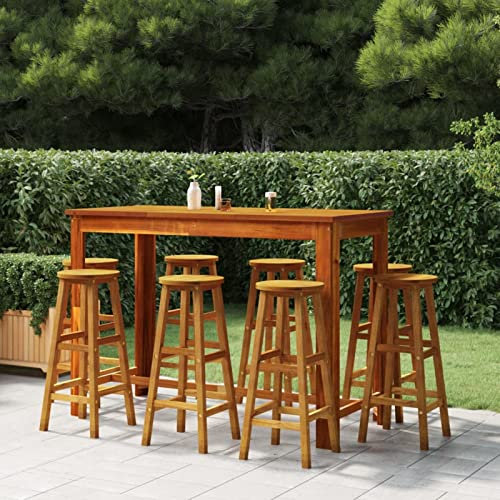 Brokky 9-TLG. Gartenbar-Set Stehtisch Outdoor Bartisch-Set Bar MöBel Bar Outdoor Theke Garten Theke Bar Massivholz Akazie