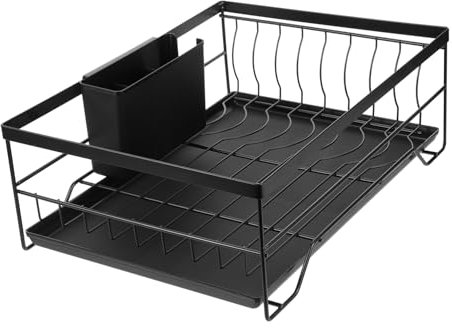 BEBEMOKO Escurridor de platos de metal para el hogar con diseño sobre fregadero para un secado y organización eficientes, ideal para uso en encimera de cocina