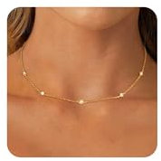 ALEXCRAFT Gold Ketten Halskette für Damen Frauen, Vergoldet Silber 925 Halsketten mit Zirkonia, Verstellbare Schlüsselbeinkette Halskette ohne Anhänger Stapelbare Halsketten Boho Gold Schmuck Ketten