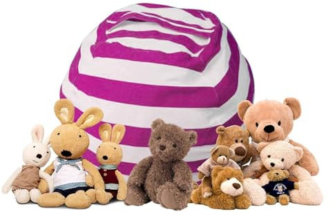 CROWNSHOP Kids Bean Bag 25 inch Kids Bean Bags Large Stuffed Animal Toy Clothes Quilts Storage Bean Bags Kids Soft Seat Cover for Kids Toddlers Teens and Adults Pink