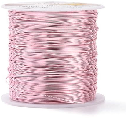Airssory 0.5mm/24 Gauge Pink Theme Copper Craft Metal Beading Wire Long-Lasting Plated Wire for Wrapping Supplies DIY Craft Beading Jewellery Making - 75.45 Feet/23m