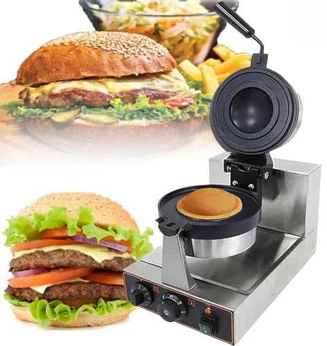 DUXMM Commercial Electric Burger Waffle Maker,Ice Cream Stuffed Burger Machine,Adjustable Temperature 50-300℃, 5 Minutes Timer, Double-sided Heating, Non-stick Coating,Suitable for Home Kitchen