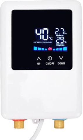 Scallo Idrico Senza Serbatoio, Scaldabagno Istantaneo Elettrico 3000W con Schermo LCD, Sotto la Parete del Lavandino, Riscaldatori Termostati di Conversione di Frequenza per (EU)