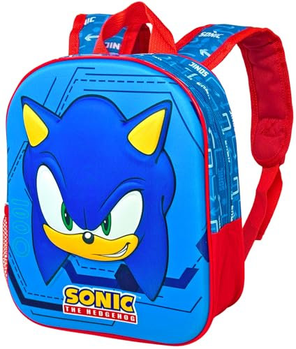 3D Kindergartenrucksack für Kinder 31×26×11 cm – Rucksack für Sonic Fan – Freizeitrucksack für Jungen, Alter 3 bis 7 Jahre, Vorschule Grundschule, Reisen, Geschenk, Offizielles Gadget