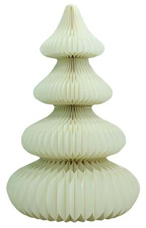 PIONEER-EFFORT 144,8 cm cremefarbener Papier-Weihnachtsbaum – hohe Waben- und Pappstil, faltbar, 3D-Urlaubsdekoration, elegante elfenbeinfarbene Hochzeits- und Partydekoration, wiederverwendbar