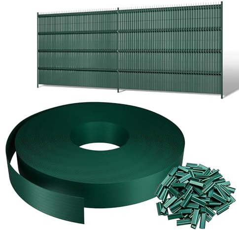 TATIVALO 70m× 4.7cm Sichtschutzstreifen für Doppelstabmatten, PVC Sichtschutz Zaun, Zaunsichtschutz Roll für Garten Balkon Terrasse, Grün inkl. 140 Clips