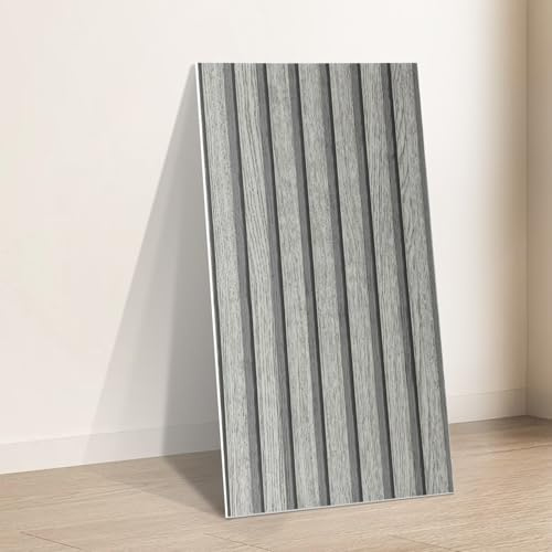 Takezuaa 20pcs Peel and Stick Wall Panels 30x60cm Grey Self-Adhesive Wood Effect Wall Panels, 3mm Thick Waterproof Insulating Wallpaper for Living Room,Bedroom