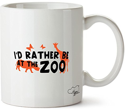 Hippowarehouse I'd Rather Be at The Zoo Printed Mug Cup Ceramic 10oz