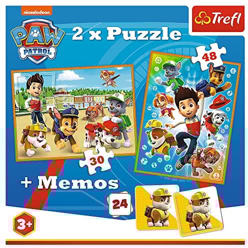 Trefl TR90790 Paw Patrol zur Rettung, 2 x Puzzle + memos, für Kinder ab 3 Jahren Puzzlebox, Mehrfarbig, 0