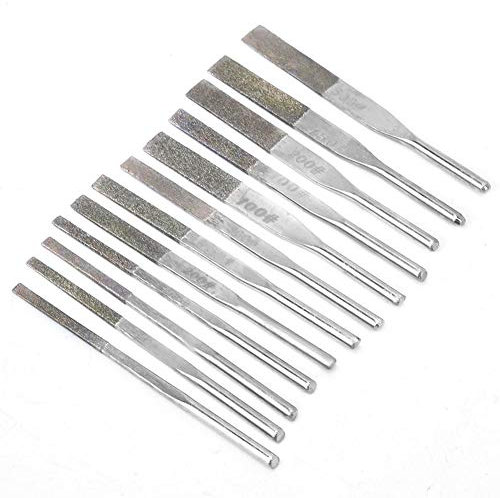 Juego de 12 limas de diamante cónicas de máquina con mango de 3 mm para lijado alternativo