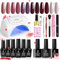Beetles Gel Polish Starter Kit 6 Pcs Rose Petals Winter Gel Polish Set with 48W UV LED Nail Lamp Gel Nail Kit Base Gel Top Coat Peach Pink Purple Burgundy Red Gel Nail