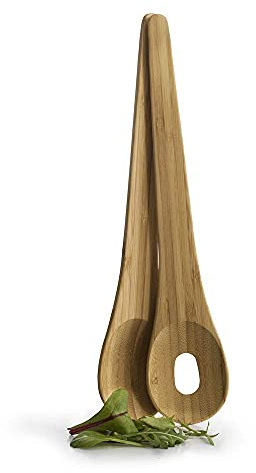 Sagaform Nature Salatbesteck Holz, Bambus Besteck, 2-teilig, 32x6,5cm, Holz Löffel Gabel Besteck Set für Salatgerichte, Holzbesteck, Mit Salatgabel & Salatlöffel, Design by Anton Björsing, 5018145