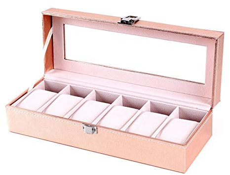 Tbkoly Étui de rangement en cuir synthétique rose pour femmes et amies avec 6 compartiments