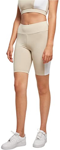 Urban Classics Damen Radlerhose Ladies Color Block Cycle Shorts, Farbe softseagrass/White, Größe S