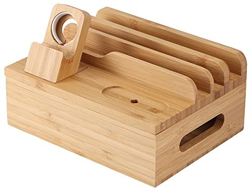 Telefonregal, Telefonbox, Telefonhalter, Bambus-Aufladeregal, Handy-Uhrenregal, Organizer für den Heimgebrauch