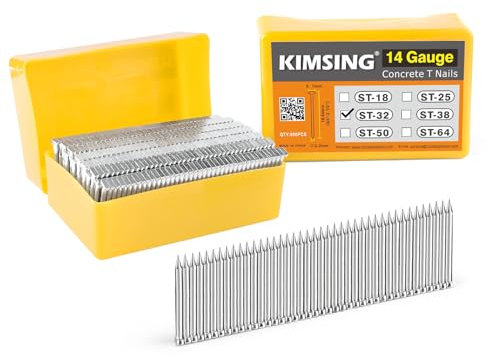 Kamsin ST64 14 Gauge Heavy Duty Pneumatic Concrete T Nailer, 1 Inch to 2-1/2 Inch T Nails, Air Power T Nail Gun for Truss Building, Construction Framing and Concrete Nailing (ST32 Nails(800 PCS/Box))