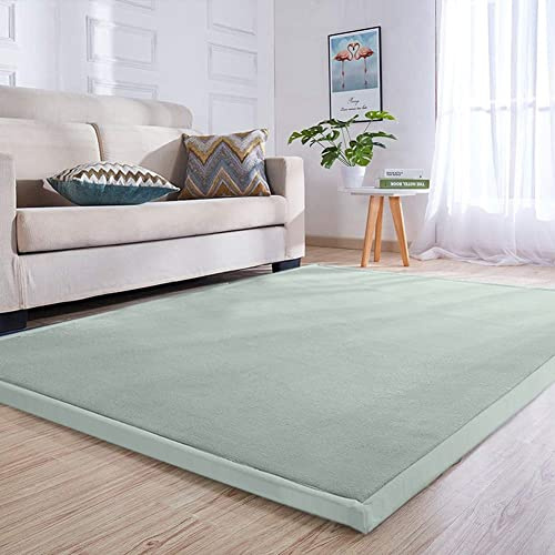 Loartee 3 cm Krabbeldecke Kind, 180x200 cm korallenrote Samt-Kinderteppich | Hellgrün, Spielmatte, Kinderzimmer, Pflegeleicht, langlebig, Weich Kuschelig