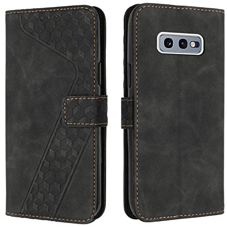OKZone Kompatibel mit Samsung Galaxy S10E Hülle, Handyhülle Samsung S10E, PU Leder Tasche Wallet Schutzhülle Galaxy S10E, Flip Cover Klappbar Brieftasche Etui mit Magnet Kartenfach Lederhülle(Schwarz)