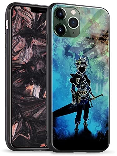 HWLHJJ Japanese Anime Shell Soft Silicone Manga Cover Fashion Glass Protective Phone Cases (for iPhone 7/8/SE2022,Asta Black Clover)