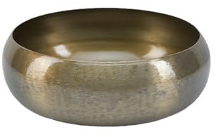 Serene Spaces Living 8.5 Vintage Gold Round Iron Bowl, Large Table Centerpiece, Gold Container for Floral Arrangement, Potpourri, Fruits, Candles, Ornaments, Candies, Accessories, Handmade in India