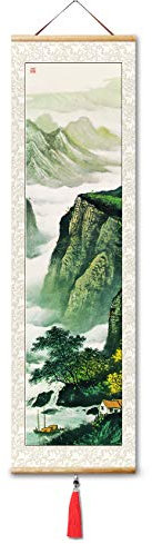 AUXERG Wanddekoration, Rollbild, japanische Wandkunst, japanische Wandrolle, Wandbehang, chinesische Malerei, Rollbild, asiatische Wandrolle, Dekoration, Wohnzimmer