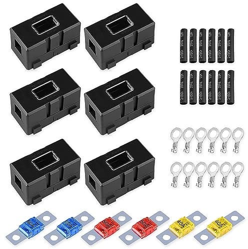 mizikuu 6 Pièces Porte Fusible Voiture, Ans Porte-fusibles avec 6 Fusibles Midi 40A 50A 60A Durable Fusible Midi Boulonné Batterie Courant élevé pour Voitures, camions, véhicules