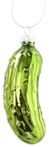 Boltze Weihnachtsanhänger Gurke (Weihnachtsgurke, Weihnachtsbaumschmuck, L x H 9,5 x 9 cm, passend für die Weihnachtssaison) 2029120, Grün, Normal