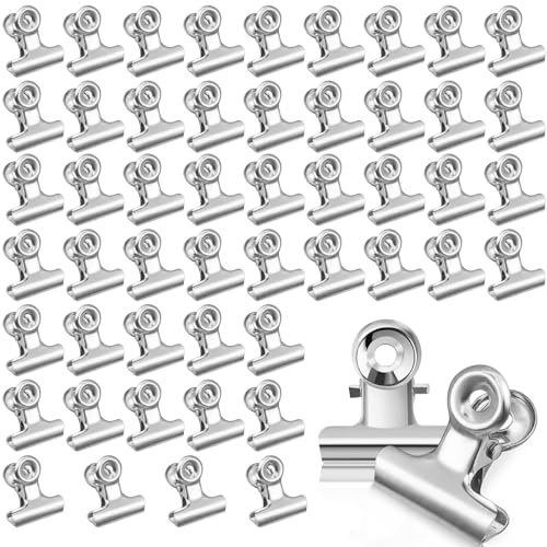 50 Pièces Pince Bulldog, 22mm Bulldog Clips Métal Bureau Binder Clips Mini Pinces à Photo Pinces à Papier, pour Photos, Fournitures de Bureau à Domicile (Argent 50)