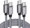JALIXI USB C auf USB C Kabel 2M, 60W Ladekabel USB C zu C Schnellladekabel Nylon für iPad 10th Generation, für Macbook Air Pro, Samsung Galaxy S25 S24 S23 Ultra A55, Pixel 9 8a 7a, Gris