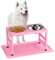ADENGL Gamelles surélevées roses pour chiens de taille moyenne et grande avec tapis anti-éclaboussures, gamelles surélevées avec gamelles de nourriture et d'eau pour chien, 26,2 cm de haut (1,2 l,