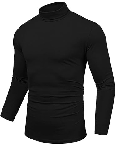 Uusollecy Pull Col Roulé Homme Coupe Ajustée Élastique Léger Basique sous-Pull Manches Longues