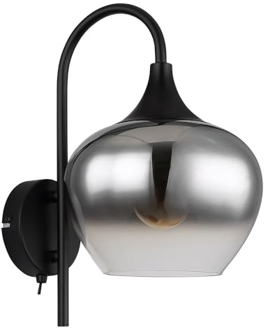 Globo Schwarz Wandleuchte Maxy mit Smoke Glas - 15548W