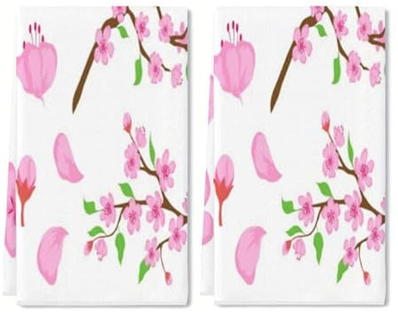 Geroclonup Käsetücher, Blüten, Sakura, rosa Blumen, Knospen, Blätter und Bäume, Waschlappen für Bauernhaus, Einweihungsfeier