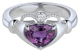 Herzschliff Lila Amethyst Edelstein Solitärring handgefertigt in 925 Sterling Silber Statement Verlobungsring