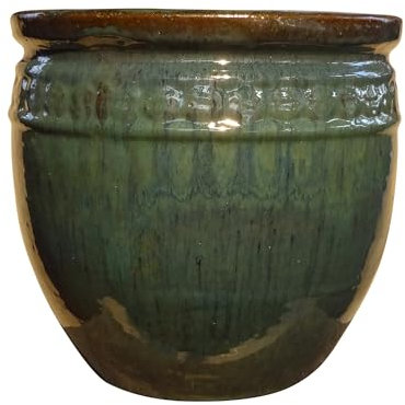 TucanoHamburg Blumentopf, Modell Coin grün/blau 26x25cm, frostfest