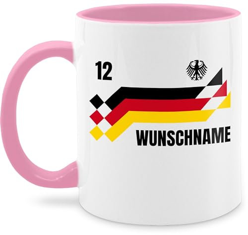 Tasse Tassen 325ml - 2024 Fussball EM Fanartikel - Deutschland Trikot mit Name und Nummer Germany - 325 ml - Rosa - fußball-fanartikel fussballtasse fußball german mug personalisierte