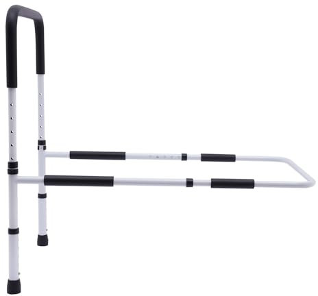 PINYELIN Betthilfegeländer Bett Hilfsschiene bodenstehender Sicherheitshandlauf Bett 300lbs Bettschiene mit Einstellbarer Höhe Breite Bettgitter für Ältere Pflegebett