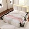 Polsterbett 140x200, LED Doppelbett mit 4 Schubladen und Höhenverstellbarem Kopfteil, Bett Jugendbett Stauraumbett Funktionsbett Rückenlehne Bettgestell mit Lattenrost, Leinen, Ohne Matratze, Beige