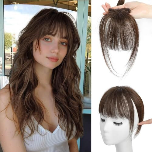 Fine Plus Hair Clip in Bang - 360° Remy Echthaar Fringe Extensions Mit Tempel Haarteile für Frauen - Natürliche Pony Haarverlängerung