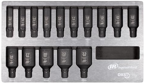 Ingersoll-Rand DXS2 Deep metrisch Schlagstecknuss Satz, 15-teilig, Chrom-Molybdän-Stahl, Sechskant Drive