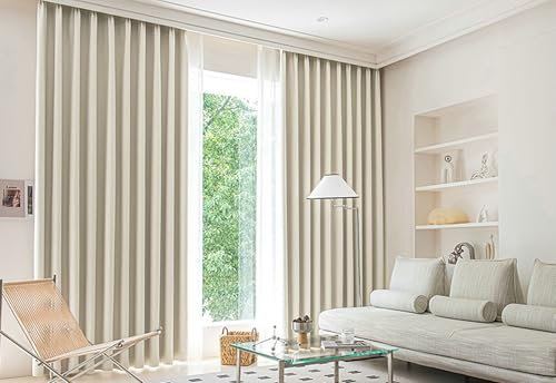Daesar Vorhänge Blickdicht mit Ösen, Verdunklungsvorhänge Beige 2er Set 137x183CM Modern Einfach Gardinen Vorhänge Schlafzimmer Wohnzimmer