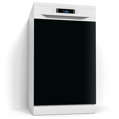 DEQORI Magnetfolie für Spülmaschine 60x80 cm | Unifarben - Schwarz | dekorative Magnetmatte Geschirrspüler Schutz | Magnet Deko-Folie selbstklebend, magnetisch & wasserabweisend