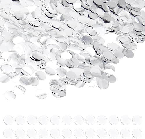 Yosawo 50g/1.76oz Konfetti Metallic 15mm Runde Pailletten Konfetti Punkte Dot Streudeko Tisch Deko Foil Konfettis für Tischdekoration Geburtstag HochzeitDekoration(D/ZXY/Silver)