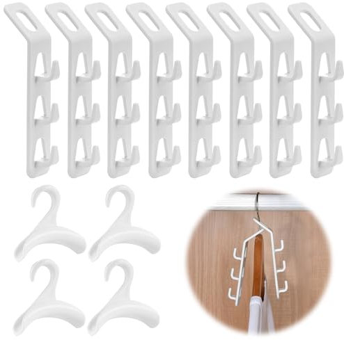 Ganchos para Bolsos 4 Piezas Los Ganchos de Mochila ahorran Espacio los Ganchos se Pueden Llevar portátiles 8 Ganchos de conexión para Perchas Clips apilables Organizador de Ropa(Blanco)